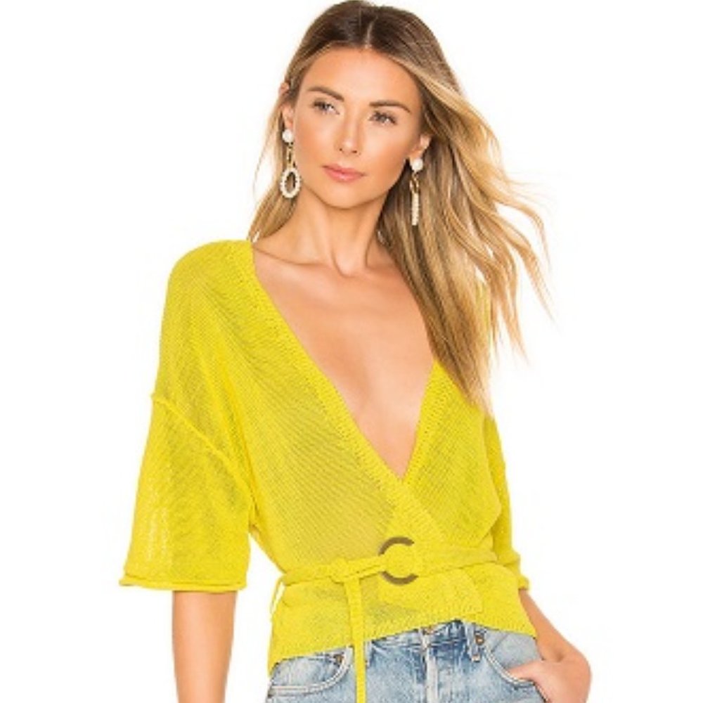 Free People Yellow Wrap Top